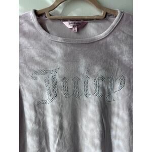 Juicy Couture Velour Embellished Rhinestone Logo Crop Top Size Large